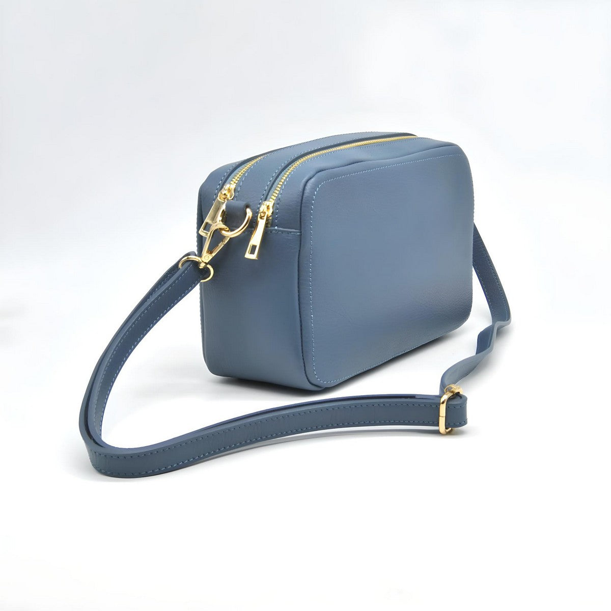 Borsa a Tracolla Roma, Blu, Vera Pelle, 24x9x15 cm, Soteira