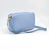 Borsa a Tracolla Roma, Blu, Vera Pelle, 24x9x15 cm, Soteira