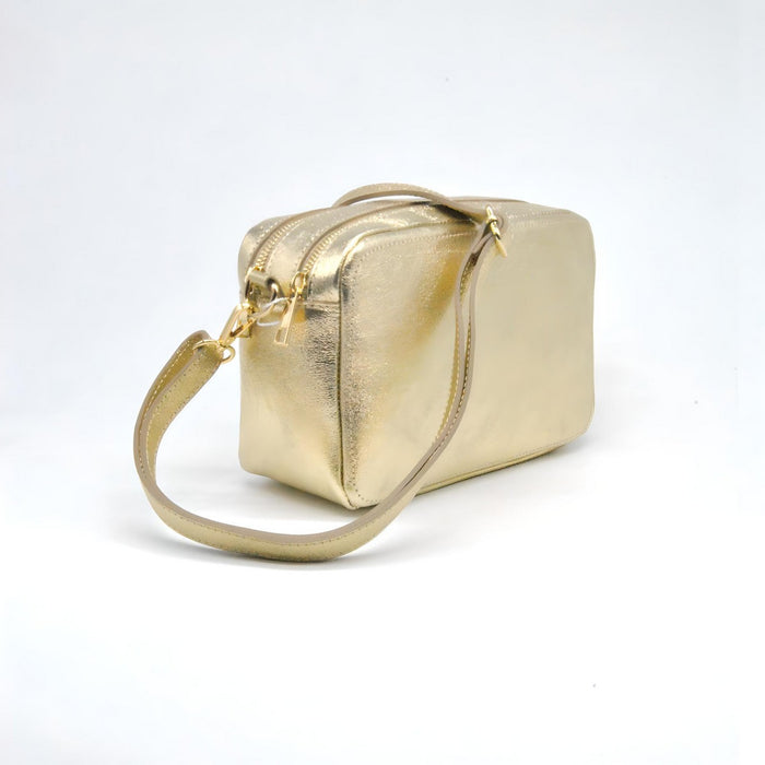 Borsa a Tracolla Roma, Beige, Vera Pelle, 24x9x15 cm, Soteira
