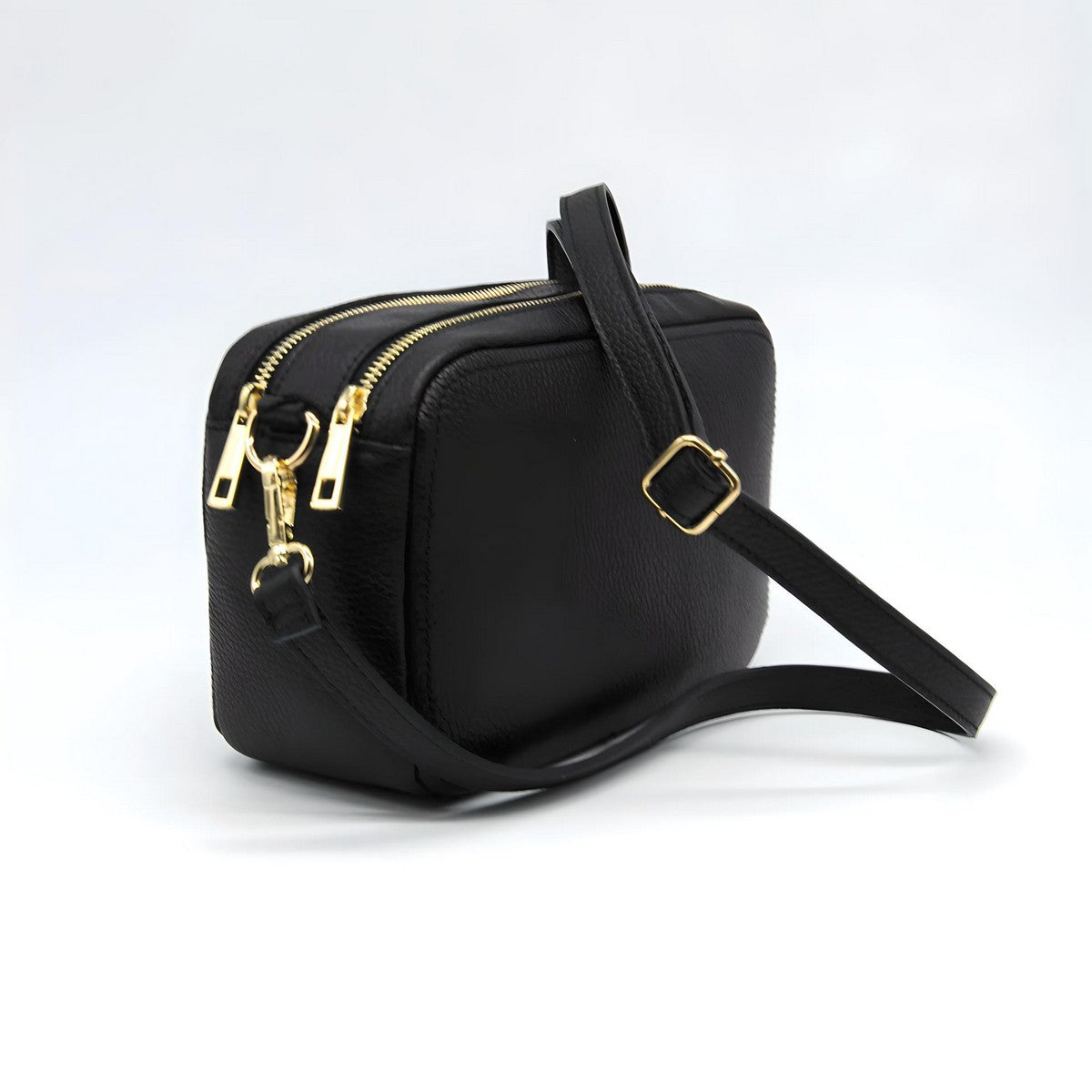 Borsa a Tracolla Roma, Nero, Vera Pelle, 24x9x15 cm, Soteira