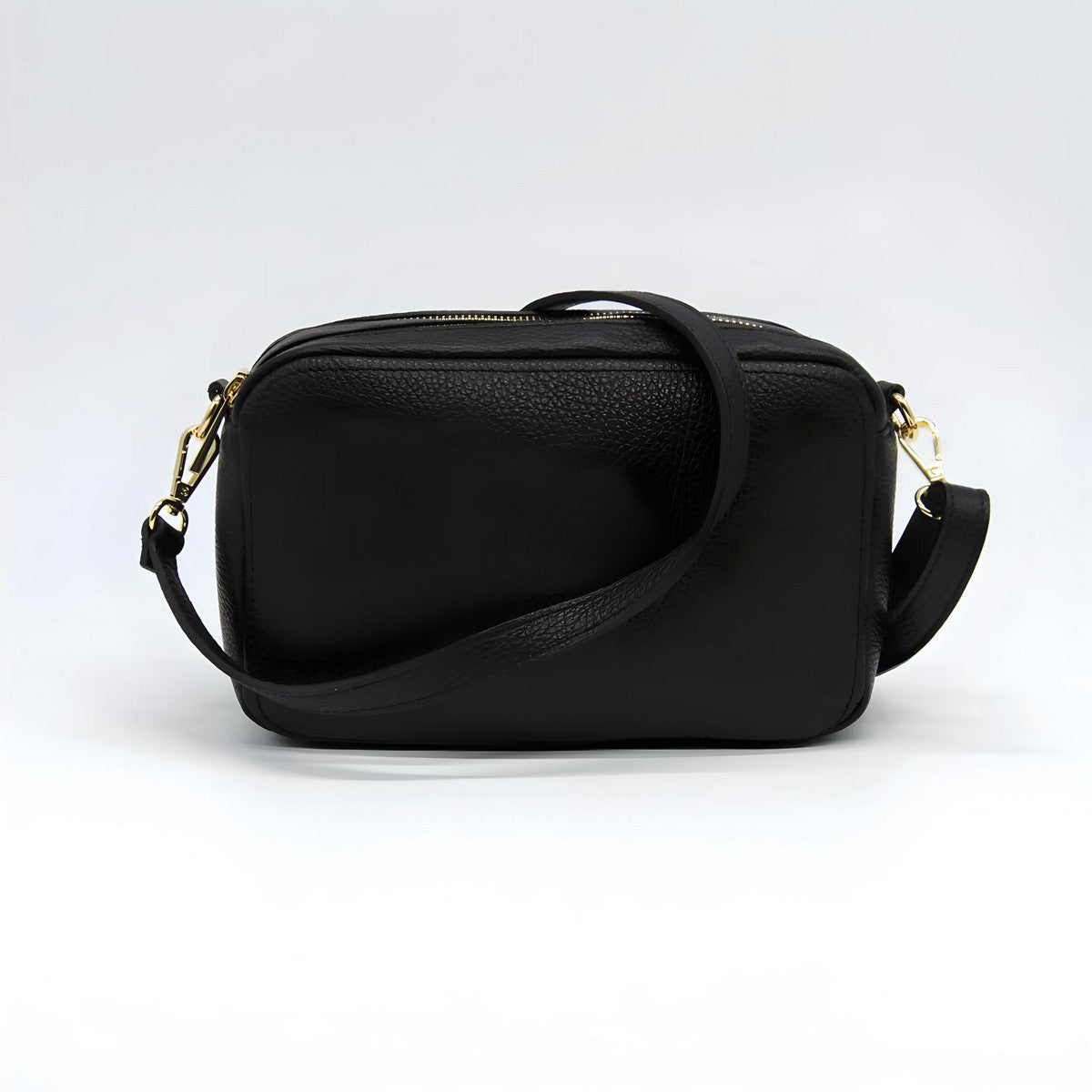 Borsa a Tracolla Roma, Nero, Vera Pelle, 24x9x15 cm, Soteira