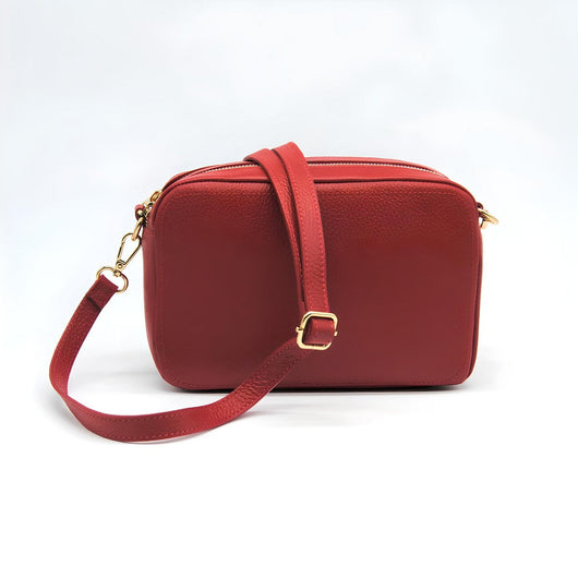 Borsa a Tracolla Roma, Rosso, Vera Pelle, 24x9x15 cm, Soteira