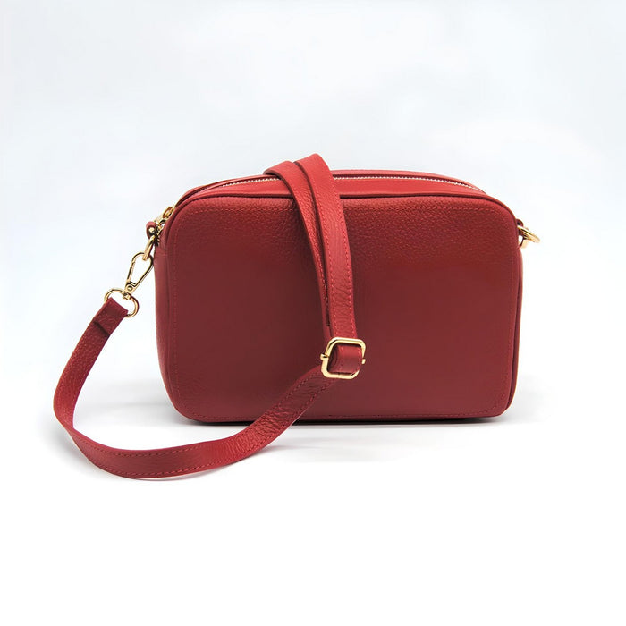 Borsa a Tracolla Roma, Rosso, Vera Pelle, 24x9x15 cm, Soteira