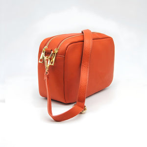 Borsa a Tracolla Roma, Arancione, Vera Pelle, 24x9x15 cm, Soteira
