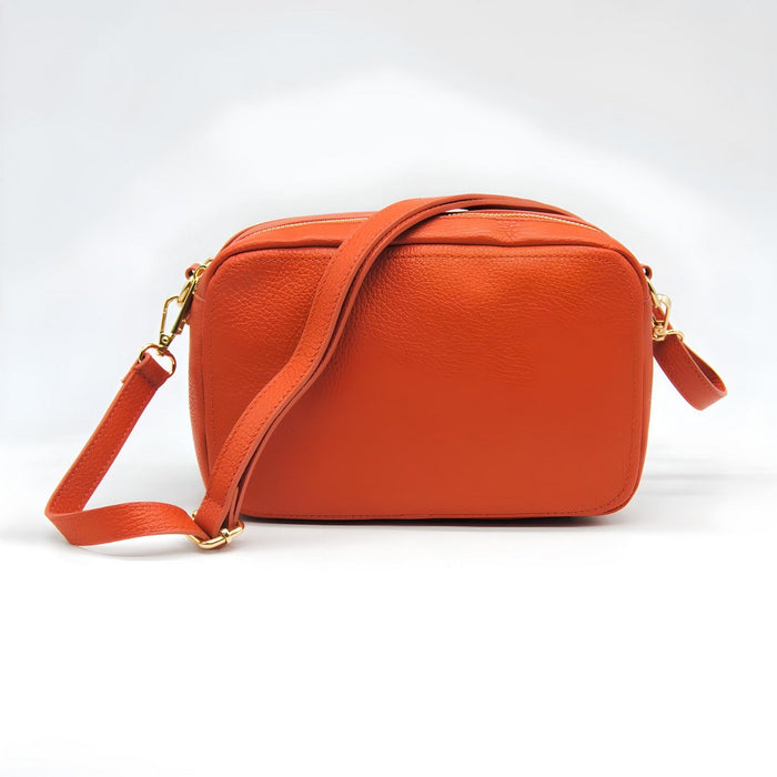 Borsa a Tracolla Roma, Arancione, Vera Pelle, 24x9x15 cm, Soteira