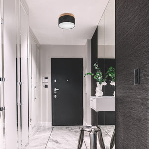 Lampada a Soffitto Paolo, Nero, Legno, 17x30x30 cm, EPIKASA