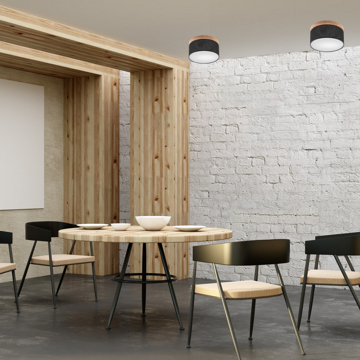 Lampada a Soffitto Paolo, Nero, Legno, 17x30x30 cm, EPIKASA