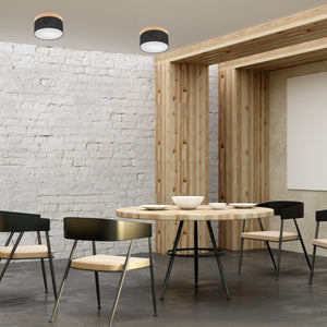 Lampada a Soffitto Paolo, Nero, Legno, 17x30x30 cm, EPIKASA