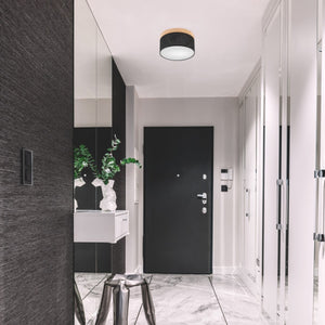 Lampada a Soffitto Paolo, Nero, Legno, 17x30x30 cm, EPIKASA