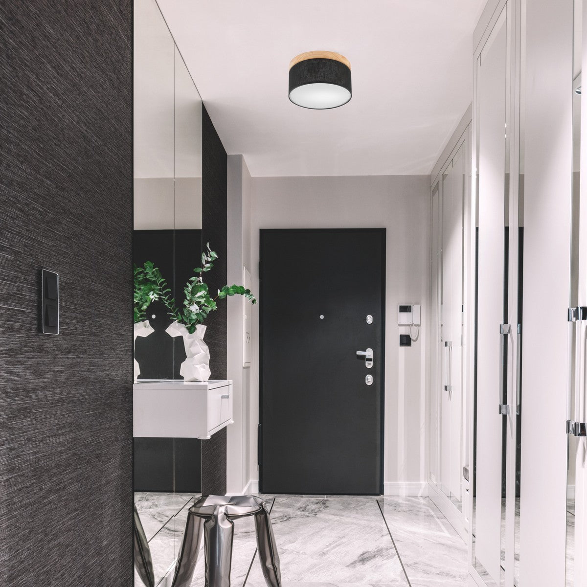 Lampada a Soffitto Paolo, Nero, Legno, 17x30x30 cm, EPIKASA