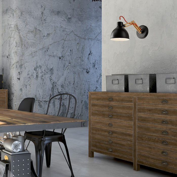 Lampada a Parete Marcello, Nero, Legno, 35x15x25 cm, Seven Design