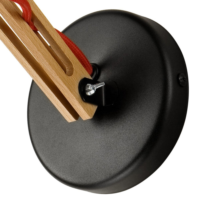 Lampada a Parete Marcello, Nero, Legno, 35x15x25 cm, Seven Design