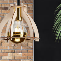 Lampada a Soffitto Lando, Marrone, Legno, 21x21x25 cm, Seven Design