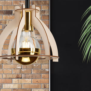 Lampada a Soffitto Lando, Marrone, Legno, 21x21x25 cm, Seven Design