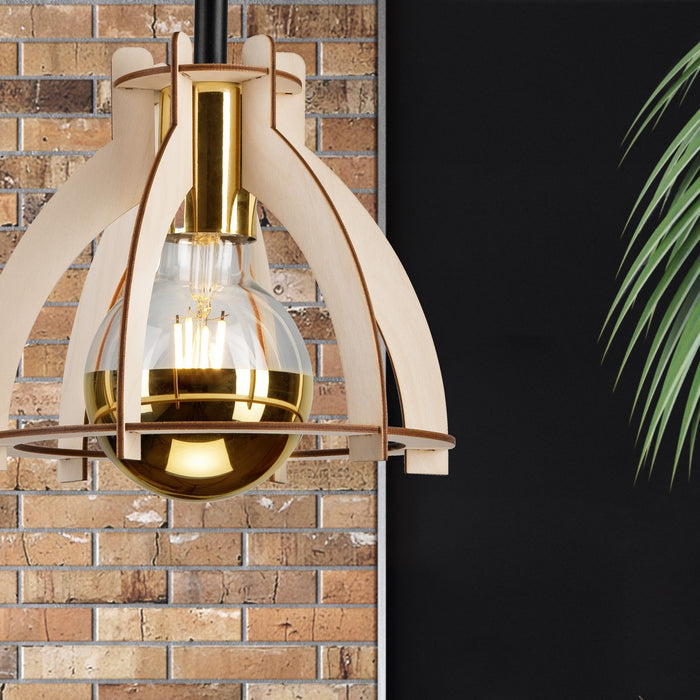 Lampada a Soffitto Lando, Marrone, Legno, 21x21x25 cm, Seven Design