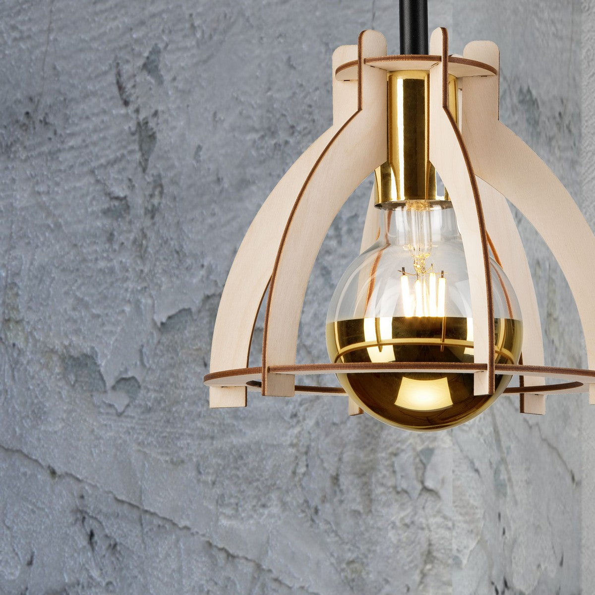 Lampada a Soffitto Lando, Marrone, Legno, 21x21x25 cm, Seven Design