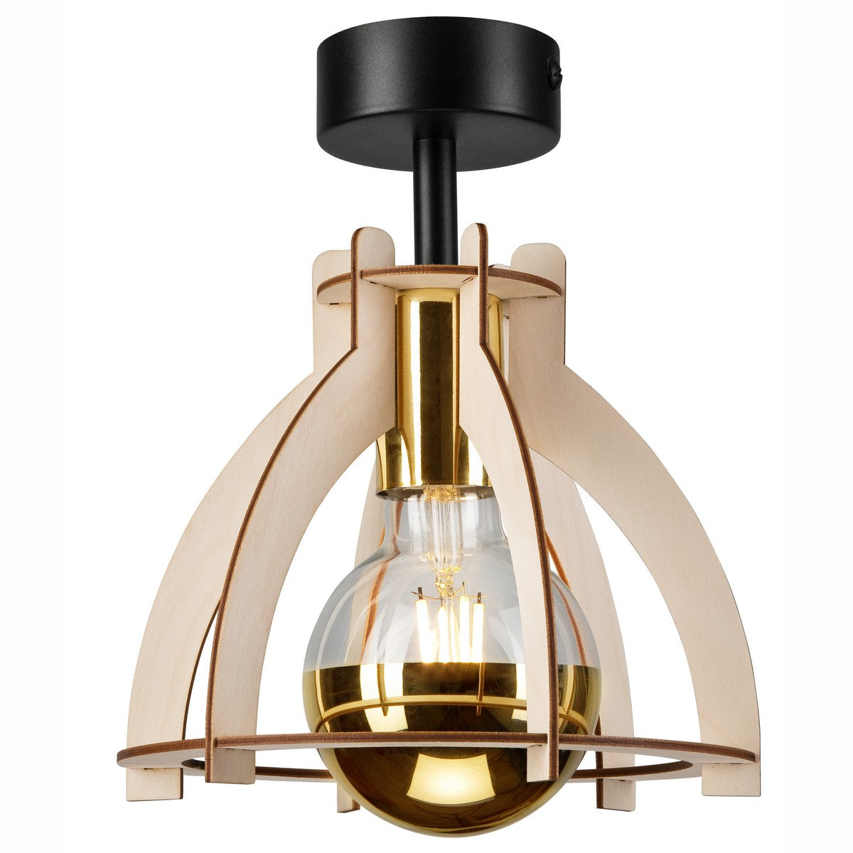 Lampada a Soffitto Lando, Marrone, Legno, 21x21x25 cm, Seven Design