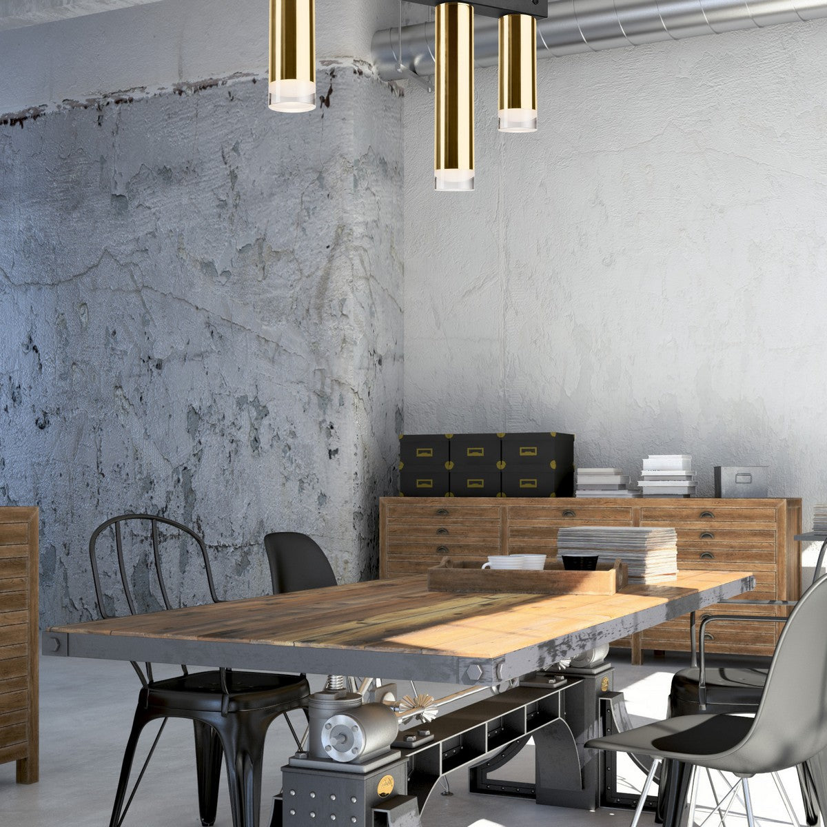 Lampada a Soffitto Diego 2, Oro, Metallo, 31,5x50x8 cm, Seven Design