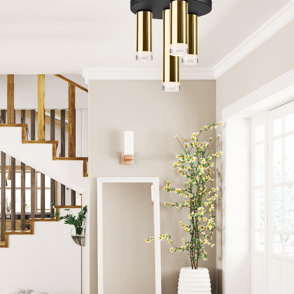 Lampada a Soffitto Diego, Oro, Metallo, 31,5x30x8 cm, Seven Design