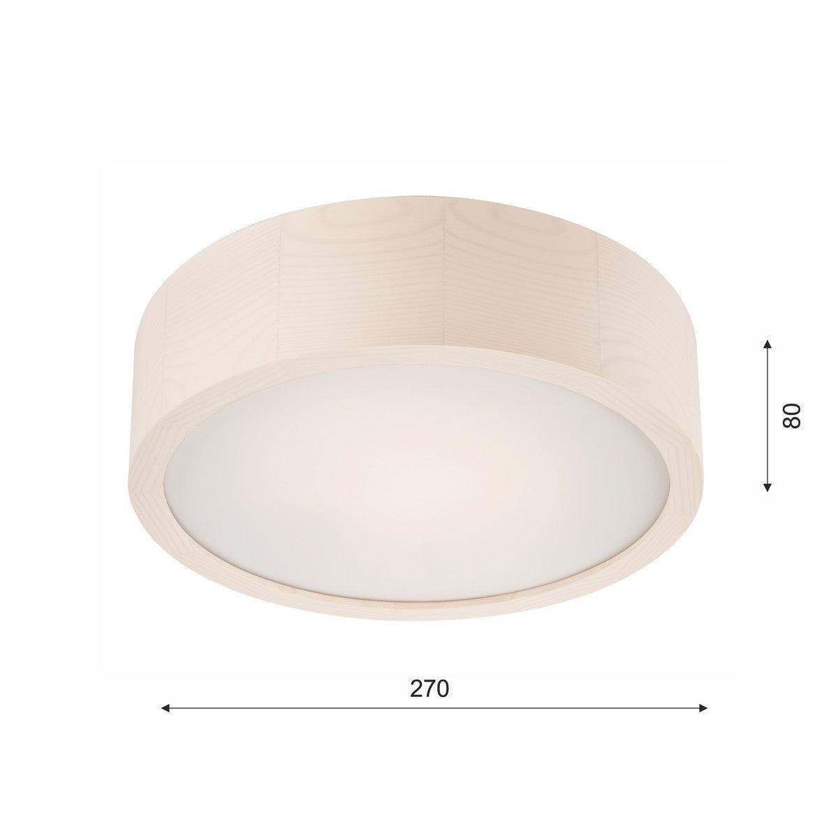 Lampada a Soffitto Eveline, Bianco, Legno, 8x27x27 cm, Seven Design
