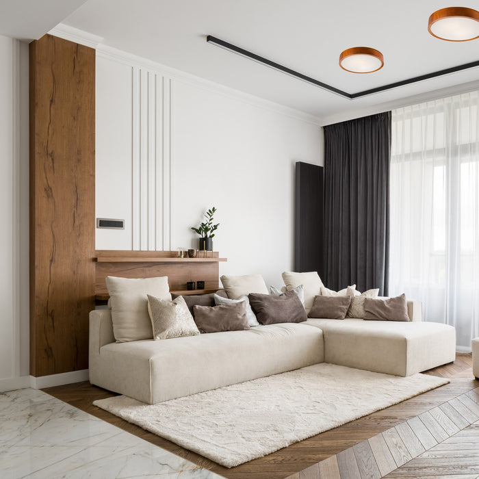 Lampada a Soffitto Eveline 12, Marrone, Legno, 8x37x37 cm, Seven Design