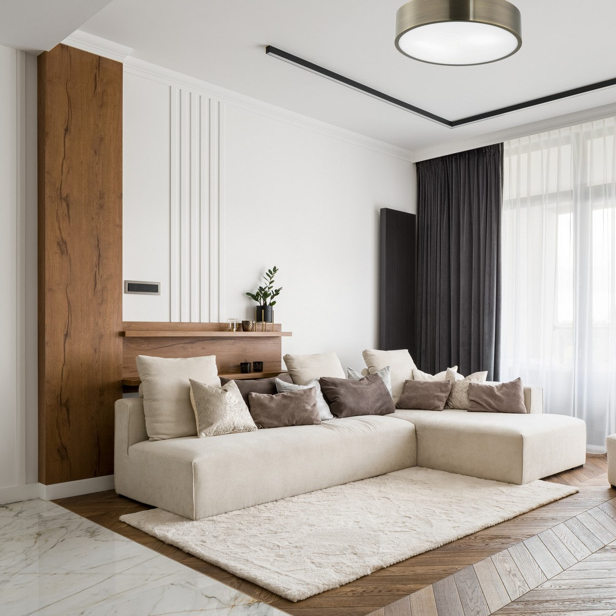 Lampada a Soffitto Dante, Argento, Metallo, 8x36x36 cm, EPIKASA