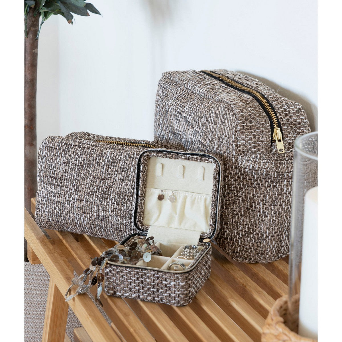 Cesto Portaoggetti Marrakech, Marrone, Poliestere, 11x11x6,5 cm, Seven Design