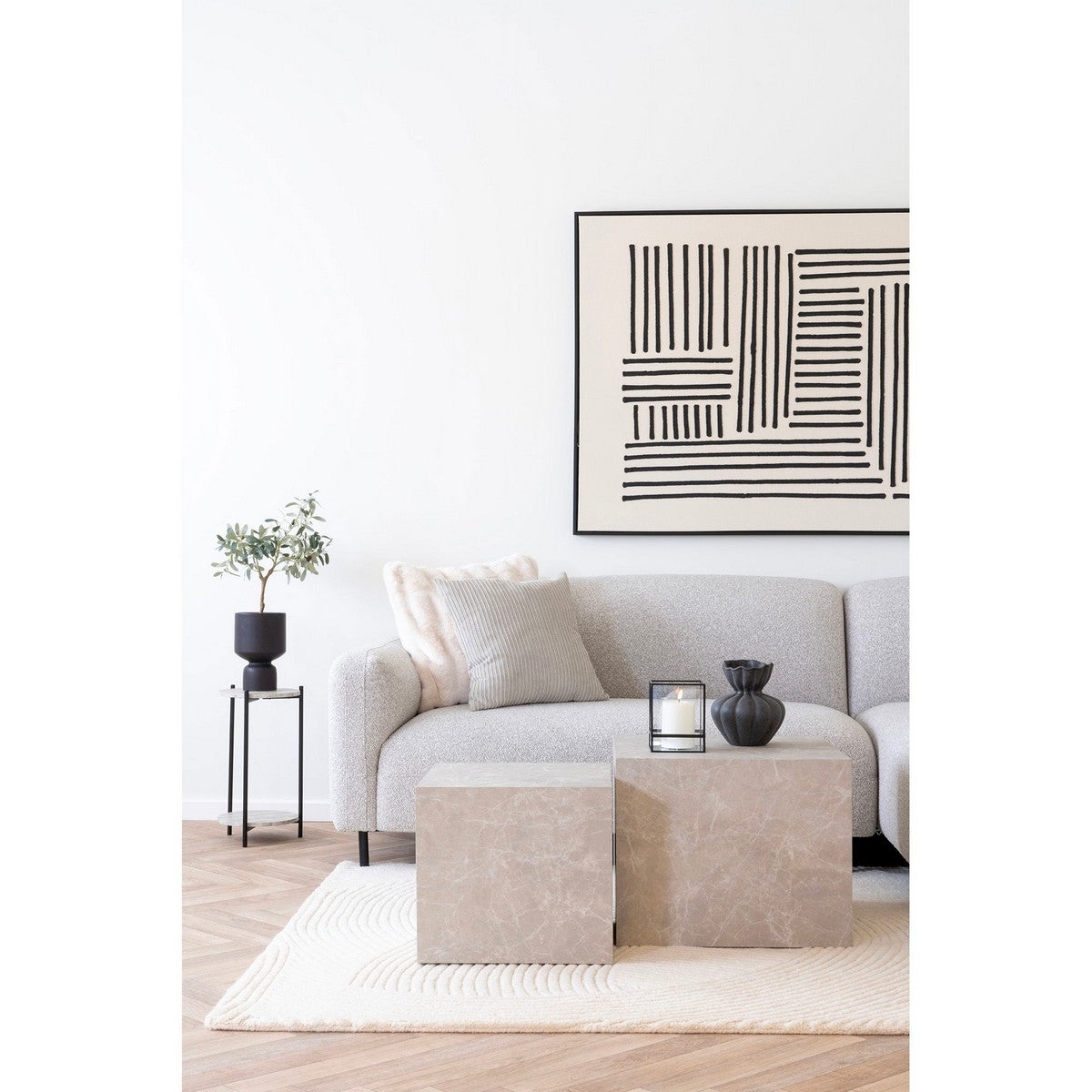 Tavolino Prague, Grigio, MDF, 50x50x40 cm, Seven Design