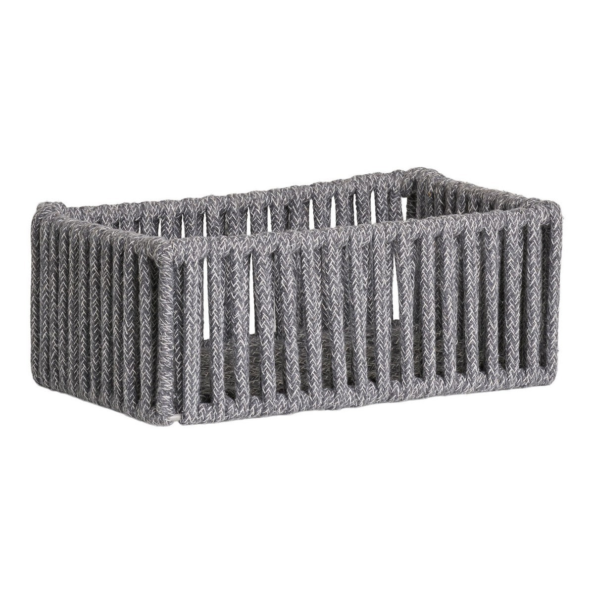 Set di 3 Cesti Portaoggetti Arese, Grigio, Cotone, 26x36x14 cm, Seven Design