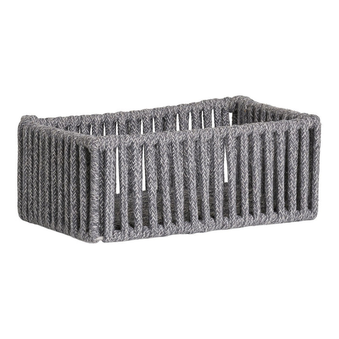 Set di 3 Cesti Portaoggetti Arese, Grigio, Cotone, 26x36x14 cm, Seven Design