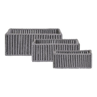 Set di 3 Cesti Portaoggetti Arese, Grigio, Cotone, 26x36x14 cm, Seven Design