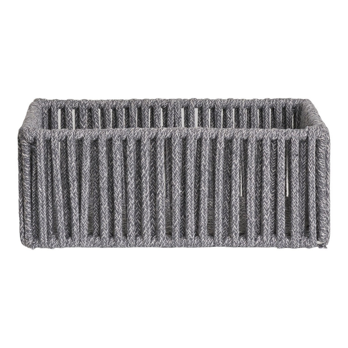 Set di 3 Cesti Portaoggetti Arese, Grigio, Cotone, 26x36x14 cm, Seven Design
