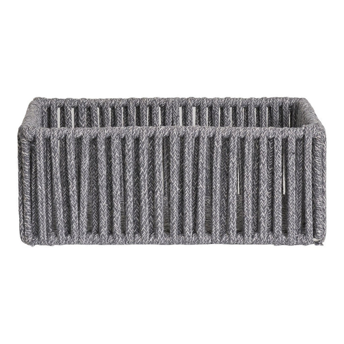 Set di 3 Cesti Portaoggetti Arese, Grigio, Cotone, 26x36x14 cm, Seven Design