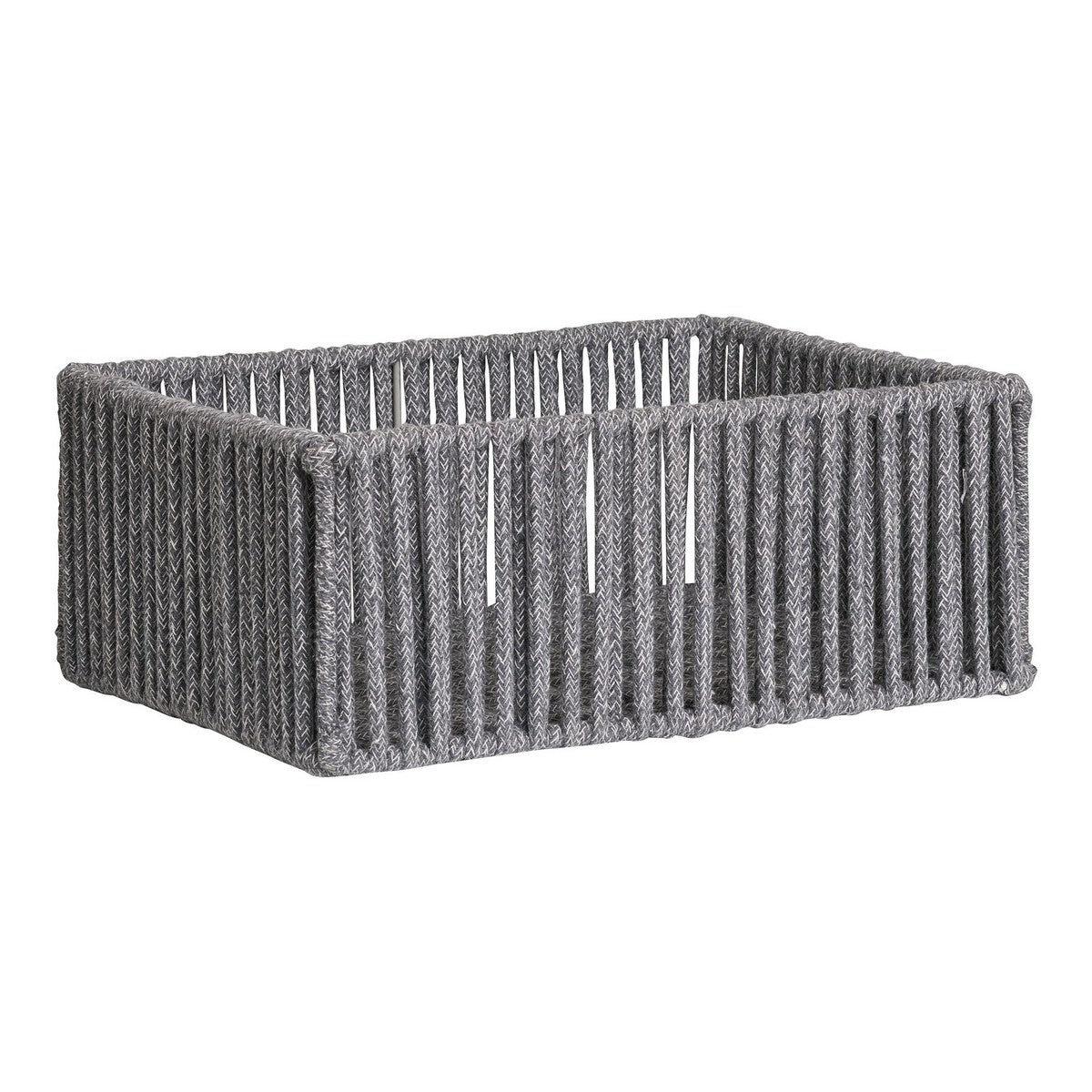 Set di 3 Cesti Portaoggetti Arese, Grigio, Cotone, 26x36x14 cm, Seven Design