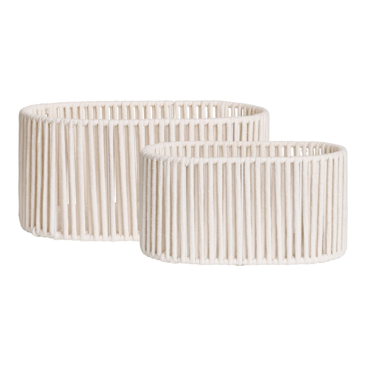 Set di 2 Cesti Portaoggetti Arese, Bianco, Cotone, 25,5x38x18 cm, Seven Design