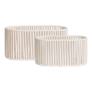 Set di 2 Cesti Portaoggetti Arese, Bianco, Cotone, 25,5x38x18 cm, Seven Design