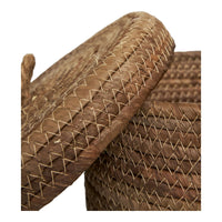 Set di 2 Cesti Portaoggetti Desio, Marrone, Foglie di Banano, 24x24x16 cm, Seven Design