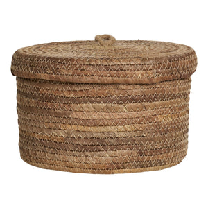 Set di 2 Cesti Portaoggetti Desio, Marrone, Foglie di Banano, 24x24x16 cm, Seven Design