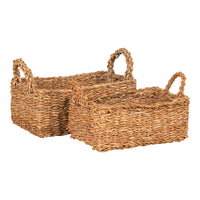 Set di 2 Cesti Portaoggetti Morella, Marrone,  	Erba Marina, 23x32x13 cm, Seven Design