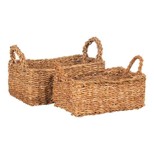 Set di 2 Cesti Portaoggetti Morella, Marrone,  	Erba Marina, 23x32x13 cm, Seven Design