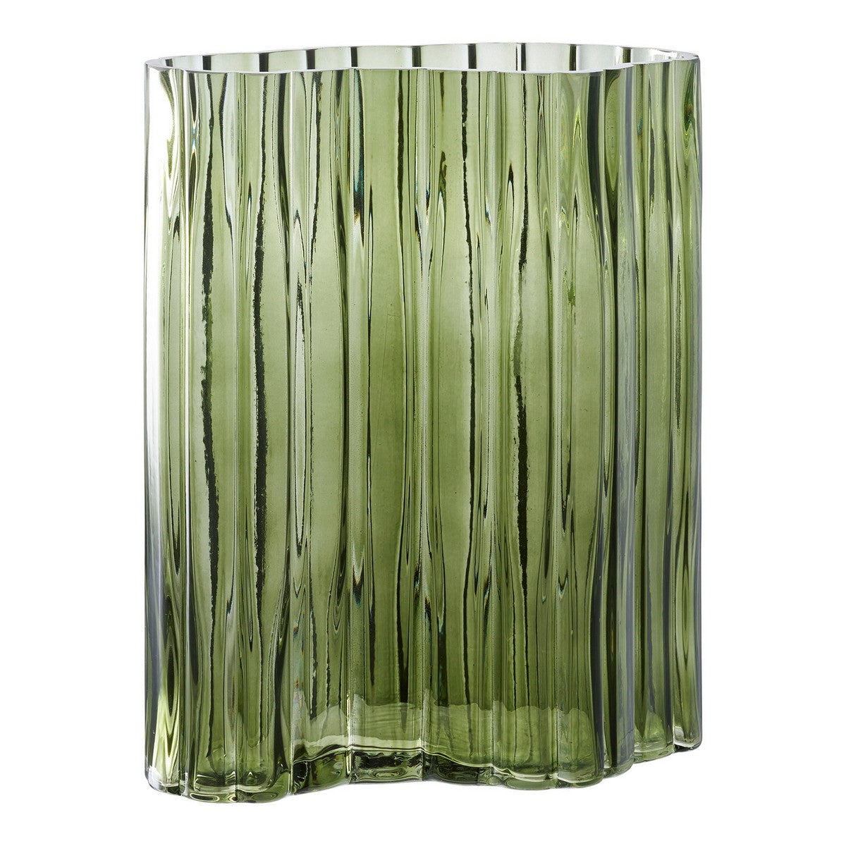 Vaso Decorativo Lugano, Verde, Vetro, 21,5x12x26,5 cm, Seven Design