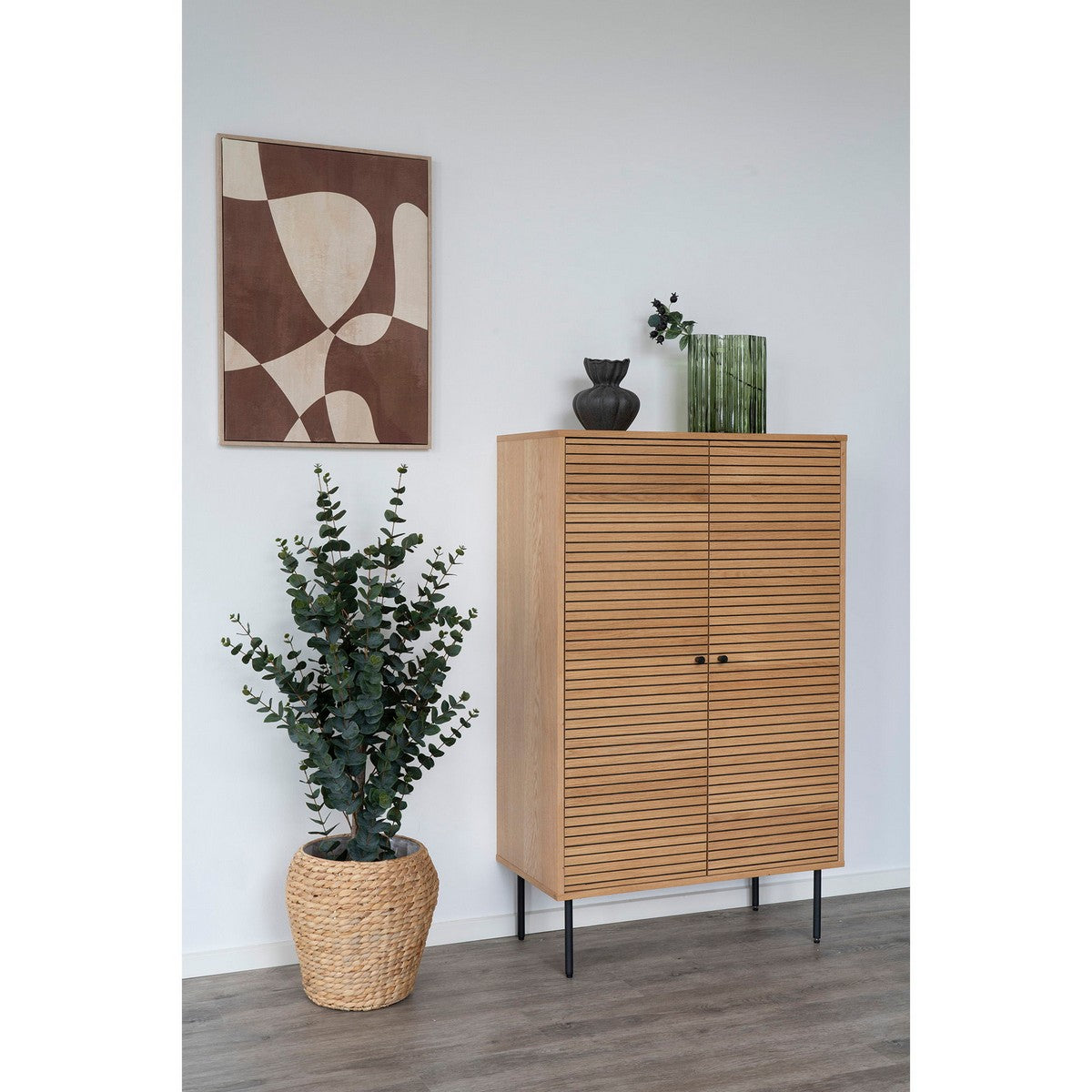 Vaso Decorativo Lugano, Verde, Vetro, 21,5x12x26,5 cm, Seven Design