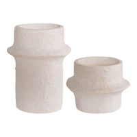 Portacandela Noah, Bianco, Cemento, 11,4x11,4x15,2 cm, Seven Design