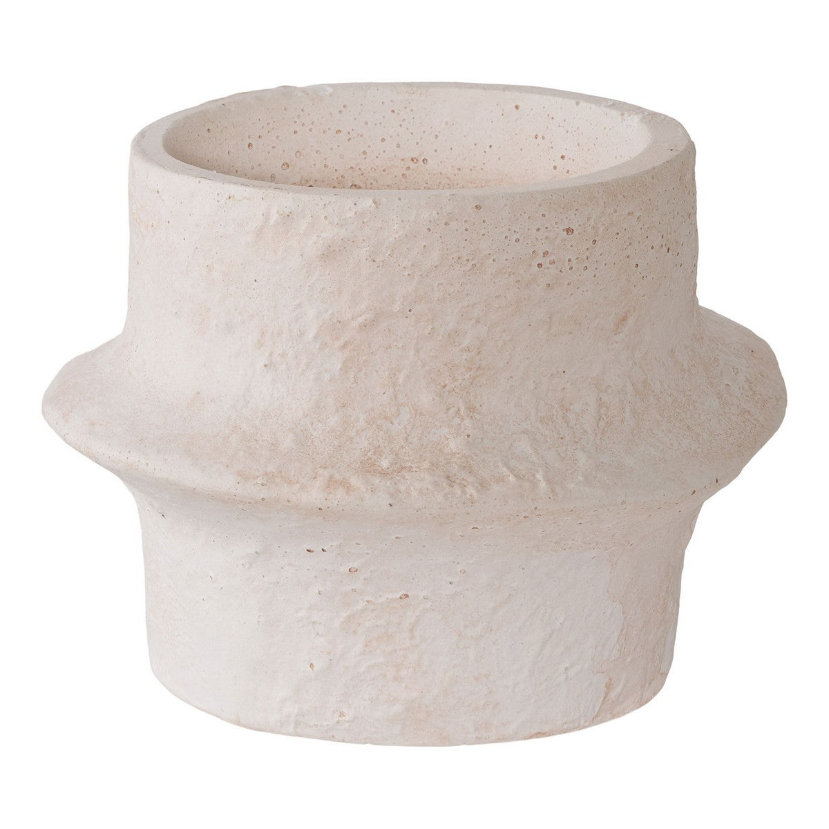 Portacandela Noah, Bianco, Cemento, 11,4x11,4x15,2 cm, Seven Design