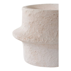 Portacandela Noah, Bianco, Cemento, 11,4x11,4x15,2 cm, Seven Design