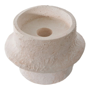 Portacandela Noah, Bianco, Cemento, 11,4x11,4x15,2 cm, Seven Design