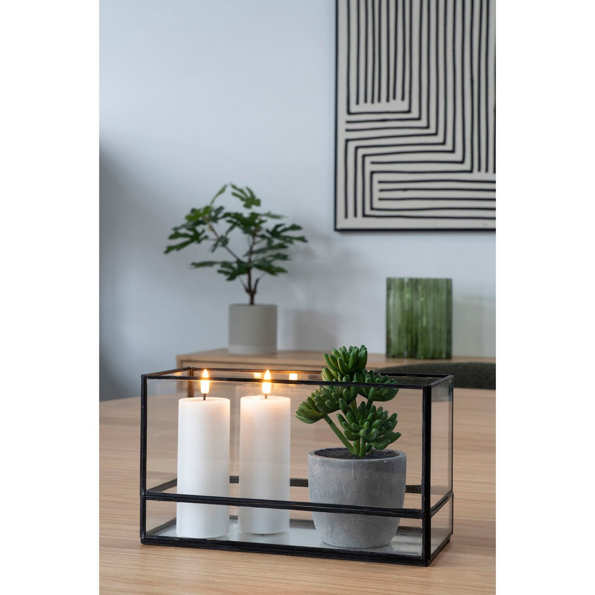 Portacandela Hurricane, Nero, Metallo, 12x30x15 cm, Seven Design