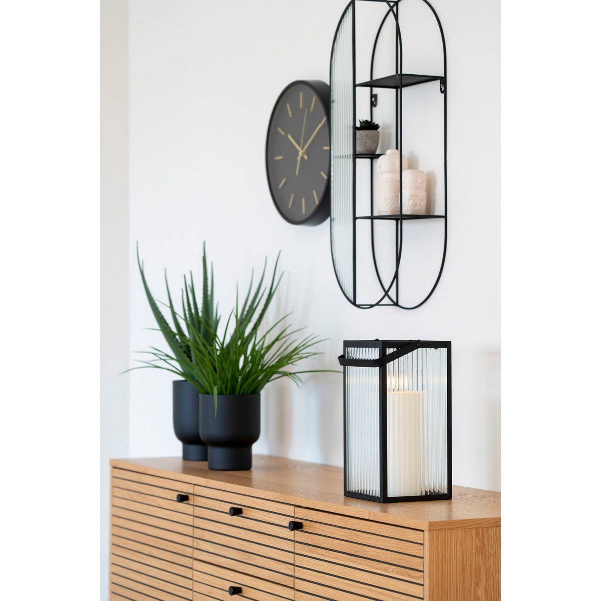 Lanterna Almonte, Nero, Vetro, 15x15x30 cm, Seven Design