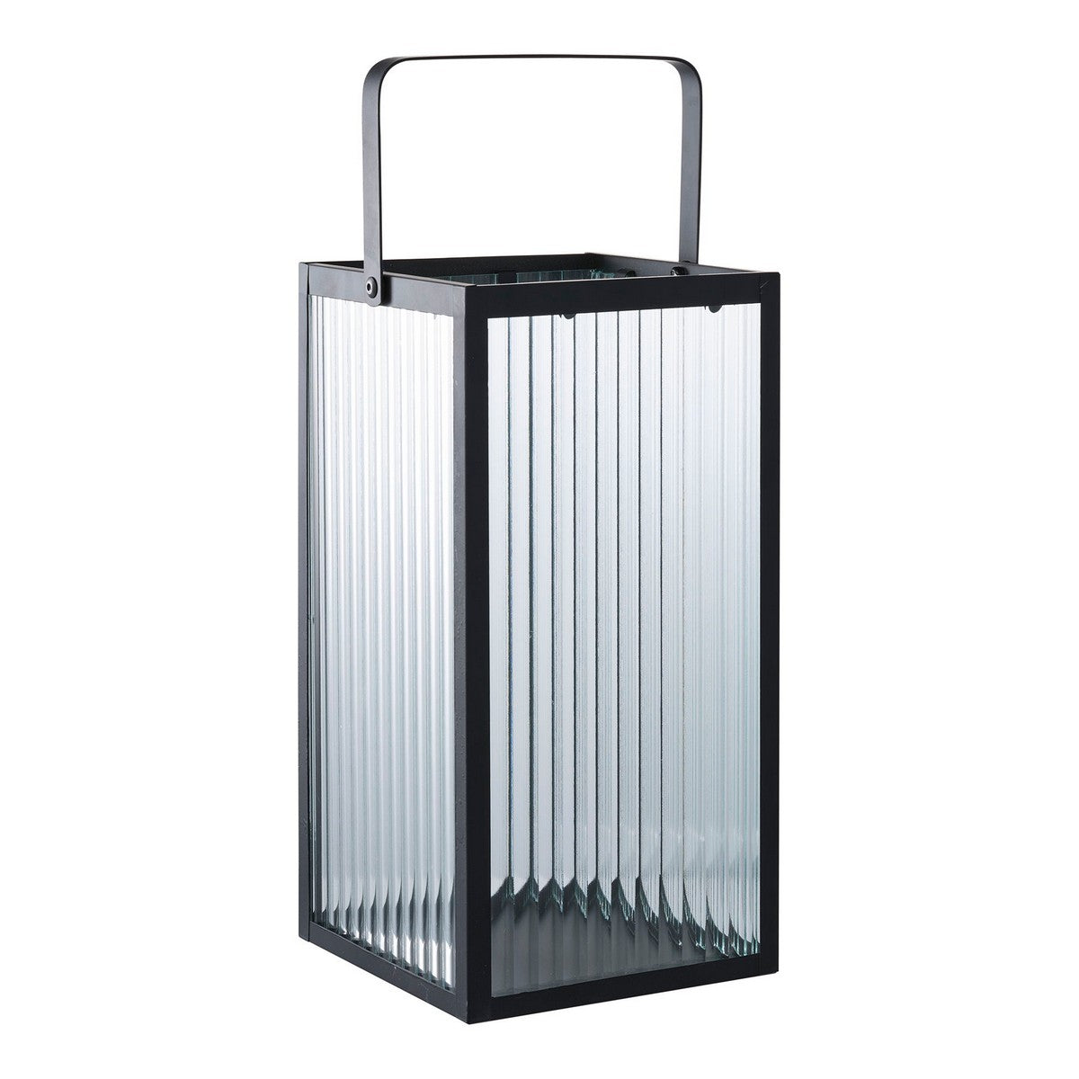 Lanterna Almonte, Nero, Vetro, 15x15x30 cm, Seven Design