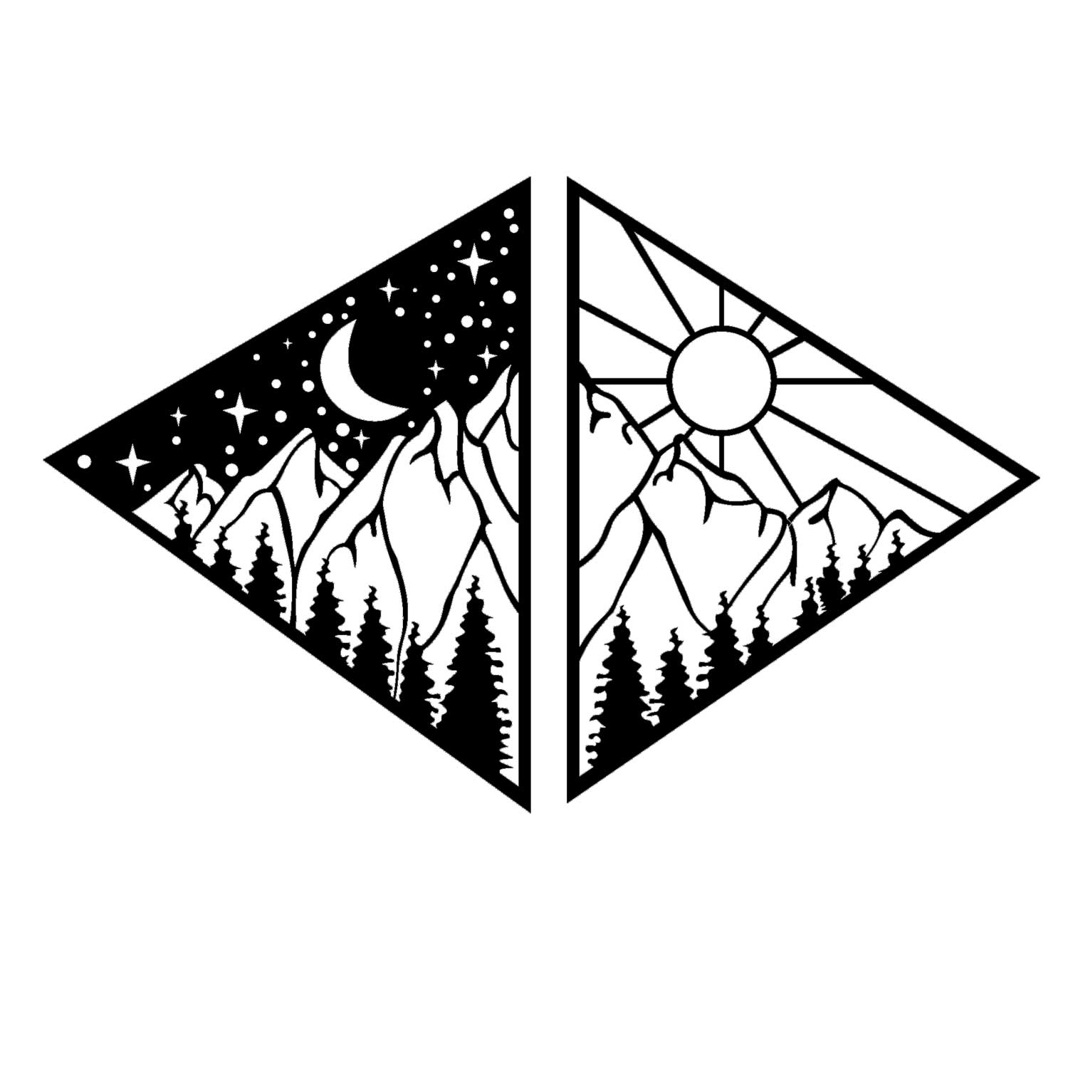 Decorazione in Metallo Giorno e Notte, Nero, Metallo, 100x0,15x65 cm, DESIGN MANIA